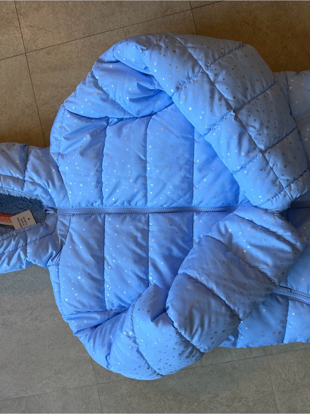 Girls' Light Blue Star Puffer Jacket reversible- Unbranded 14/16
